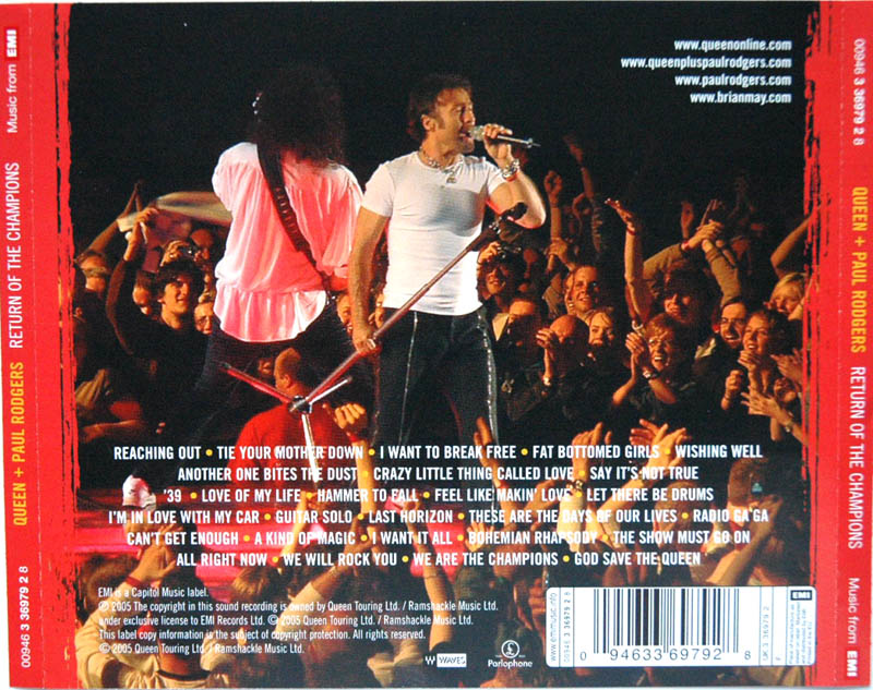 Queen And Paul Rodgers  Return Of The Champions : Back